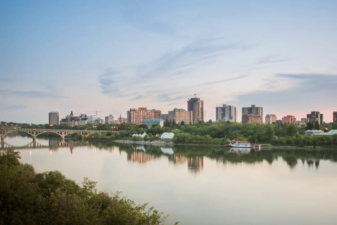 Skyline of Saskatoon, Saskatchewan, Canada — fence supply, rental and installation by Fenced.ca