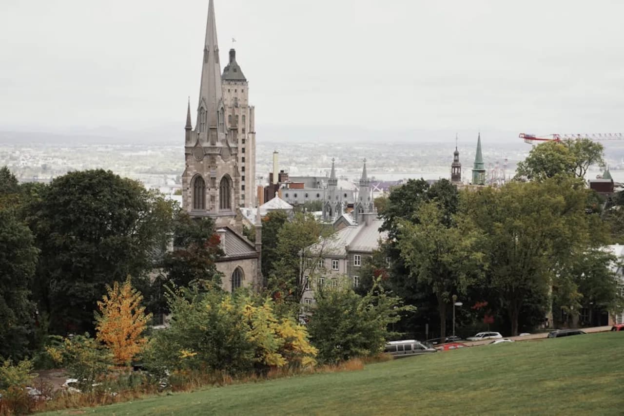 Skyline of Sherbrooke, Quebec, Canada — fence supply, rental and installation by Fenced.ca